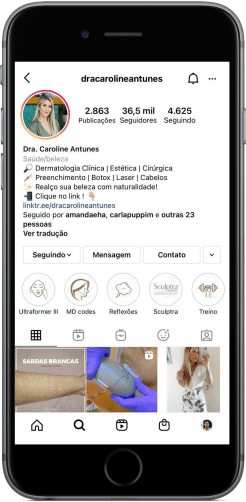 celular com resultado do instagram para medicos